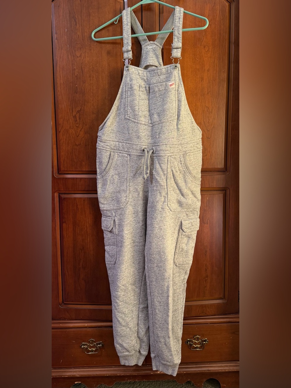 Duluth Trading Co Heather Gray Sweatshirt Overalls Jumpsuit